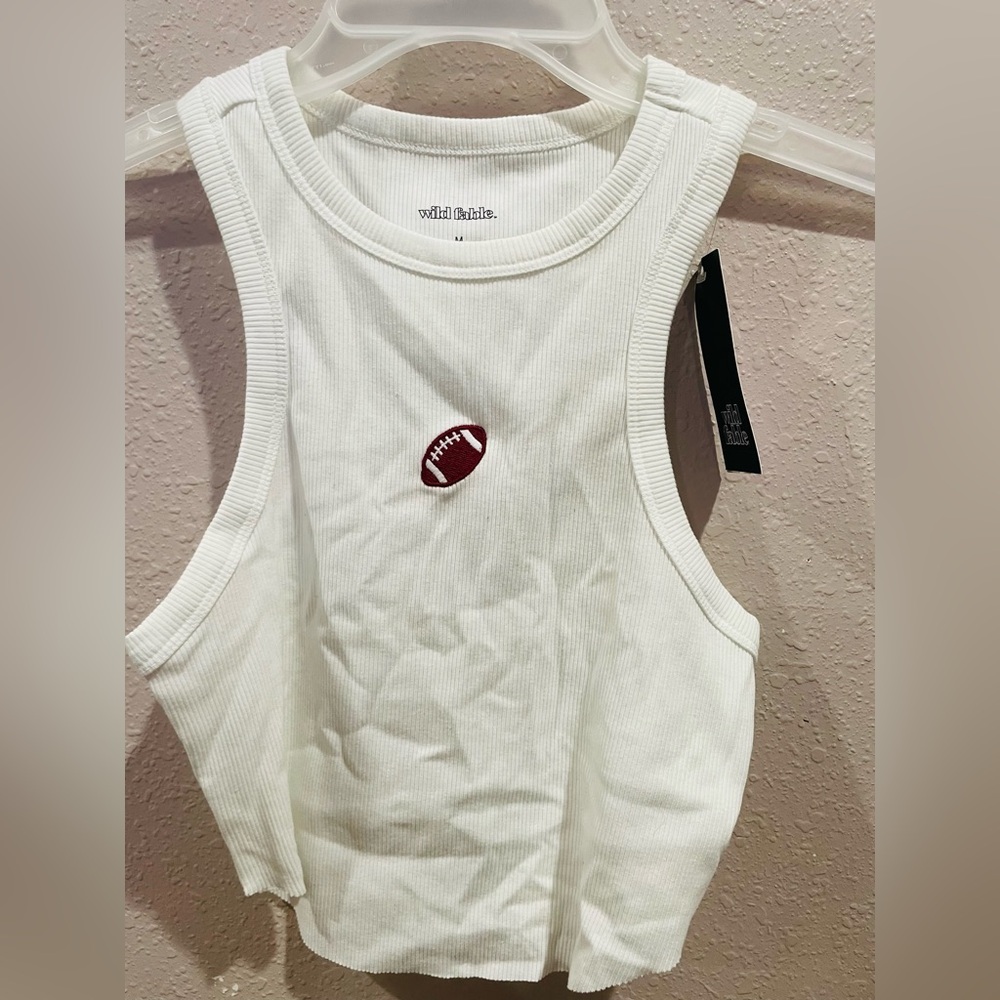 Target White Ribbed Tank Top with Purple Accent